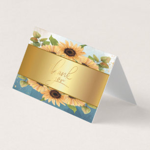 Elegant Chic Gold SunflowerDank u Kaart Visitekaartjes