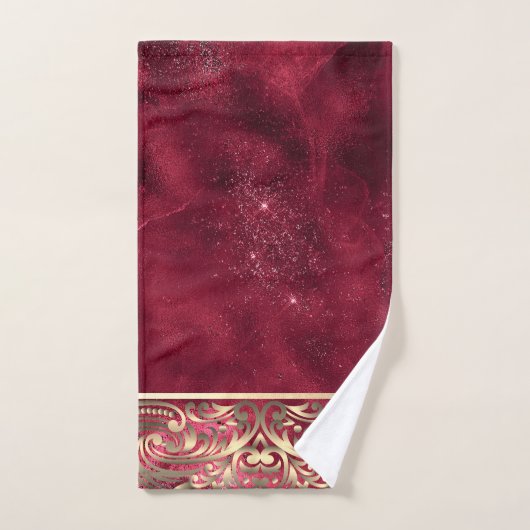 Elegant Chic Gold Swirls Sparkle Red (Serviette à main)