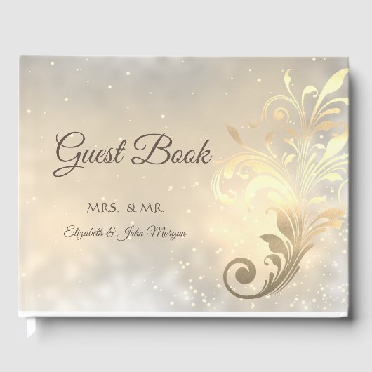 Elegant Chic Gold Swirls Wedding Gastenboek (Voorkant)