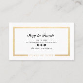 Elegant chic gold white afstuderen class van naam  contactkaartje (Achterkant)