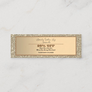 Elegant Chic Golden Foil Glittery Glam Discount Mini Visitekaartje