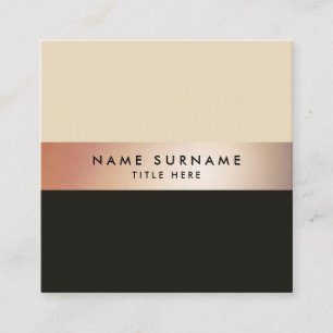 Elegant Chic GoldStripe Brown Square Visitekaartje