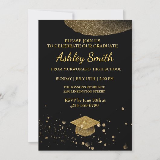 Élégant Chic Graduation Invitation (Dos)