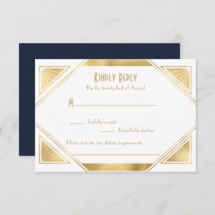 Elégant chic Great Gatsby Art Déco carte RSVP