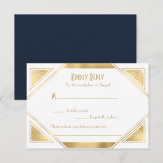 Elegant chic Great Gatsby Art Deco RSVP-kaart RSVP Kaartje