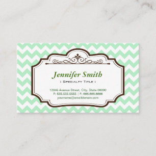 Elegant Chic Green Chevron Zigzag - tweezijdig Visitekaartje