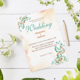 Elegant Chic green Eucalyptus Weddenschap Kaart