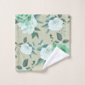 Elegant chic green white floral bad handdoek (Wasdoekje)