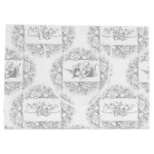 Elegant Chic Grey and White Engraved Floral Groot Cadeauzakje (Achterkant)