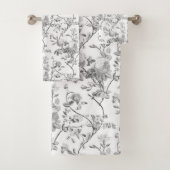 Elegant Chic Grey Roos Floral Bad Handdoek (Insitu)