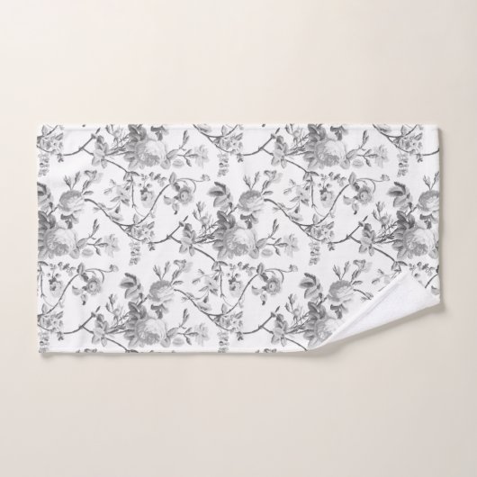 Elegant Chic Grey Roos Floral Bad Handdoek (Handdoek)