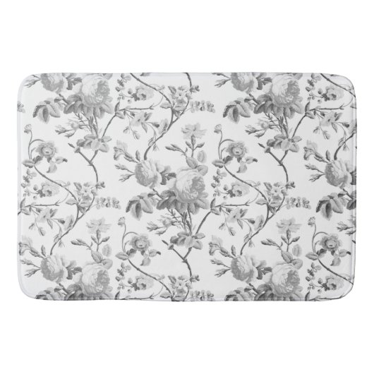 Elegant Chic  Grey Roos Floral Badmat (Voorkant)