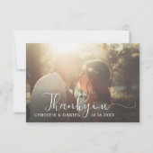 Elegant Chic Hand Lettering Script Weddenfoto Bedankkaart (Voorkant)