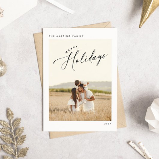 Élégant Chic Joyeux Vacances Photo Carte de Noël