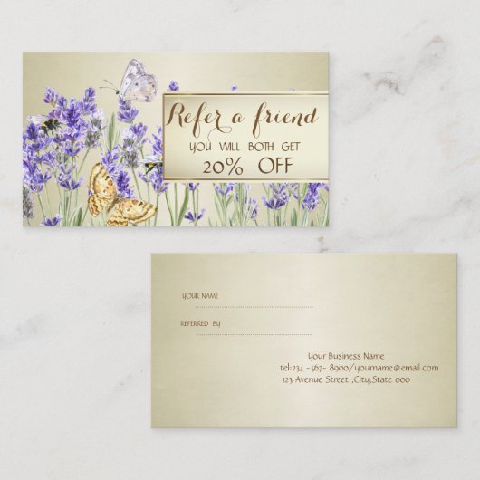 Elégant Chic Lavander Carte de référence (Devant / Derrière)