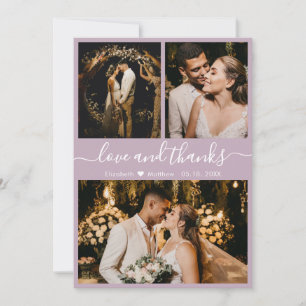 Elegant Chic Lilac 3 Photo Collage Mariage Merci Y