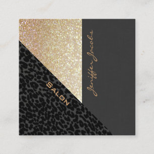 Elegant chic luxe hedendaagse leopard glittery vierkante visitekaartje