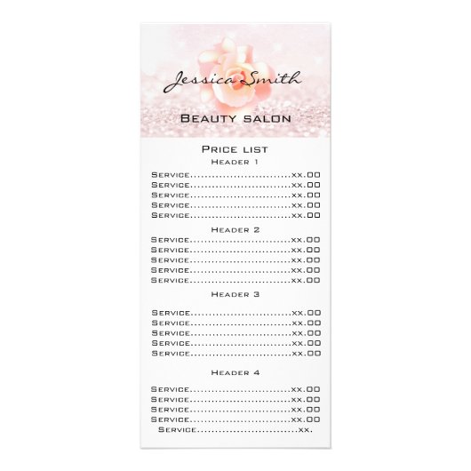 Elégant chic luxe moderne carte de menu rose glitt (Devant)