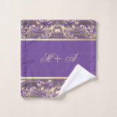 Élégant Chic Luxueux Tourbillons Dorés Monogramme (Gant de toilette)