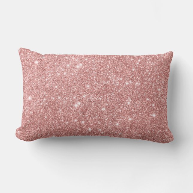 Elegant Chic Luxury Faux Glitter Roos Gold Kussen (Voorkant)