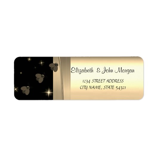 Elegant Chic Luxury, Faux Gold, Black, Ladybugs Etiket (Voorkant)