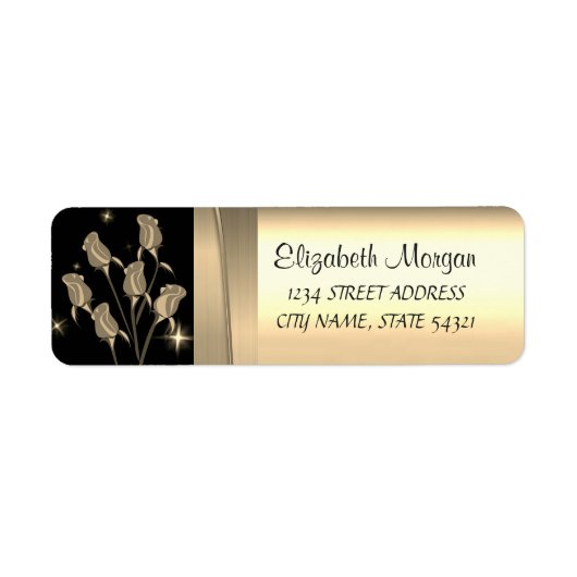 Elegant Chic Luxury, Faux Gold, zwart, Rozen Etiket (Voorkant)
