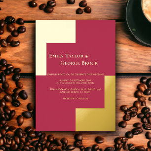 Elegant Chic Luxury Magenta Gold Lijst Wedding Folie Uitnodiging
