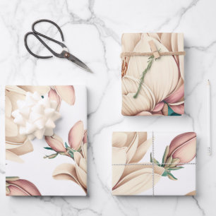 Elegant chic Magnolia flower Inpakpapier Vel