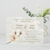 Elegant Chic Magnolia, Marble Wedding Invitation Kaart (Staand voorkant)
