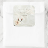 Elegant Chic Magnolia, marmer Wedding Vierkante Sticker (Tas)