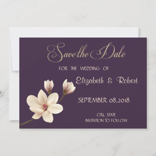Elegant Chic Magnolia slaat de datum op Save The Date (Voorkant)