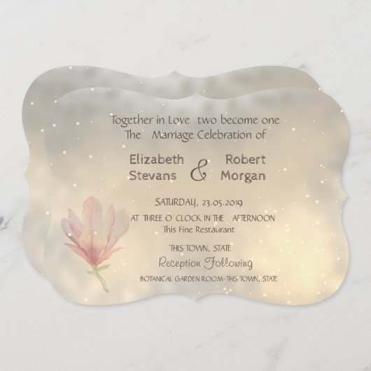 Elegant Chic Magnolia Wedding Invitation Kaart (Voorkant / Achterkant)
