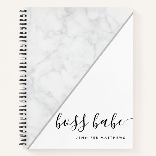 Elegant Chic Marble Boss Babe Persoonlijk Notitieboek (Voorkant)