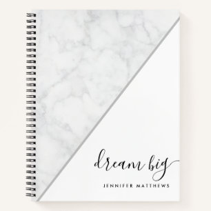 Elegant Chic Marble Dream Big Gepersonaliseerd Notitieboek