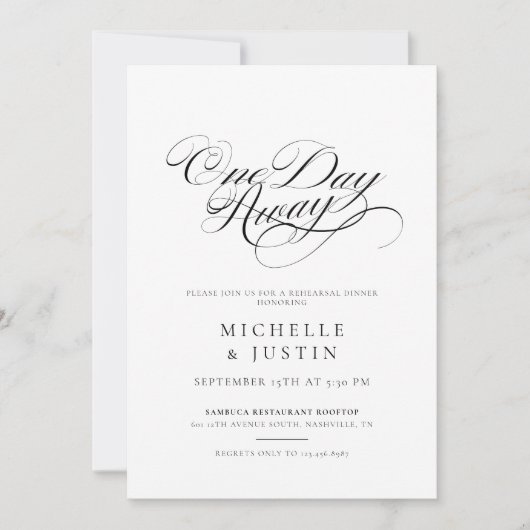Élégant Chic Mariage Rehearsdîner Invitation (Devant)