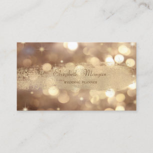 Elegant Chic Modern Bokeh, Faux Gold Brush Stroke Visitekaartje