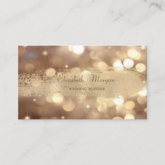 Elegant Chic Modern Bokeh, Faux Gold Brush Stroke Visitekaartje (Voorkant)