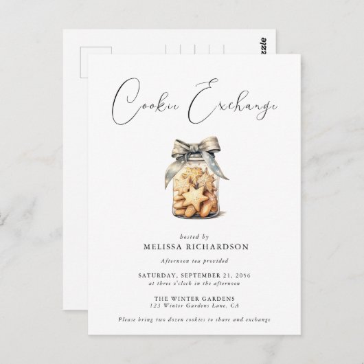 Elegant Chic Modern Cookie Exchange Invitation (Devant / Derrière)