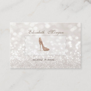 Elegant Chic Modern Glittery Bokeh, High Hiel Visitekaartje