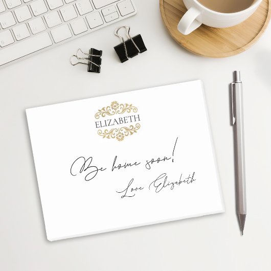 Elegant Chic Modern Monogram Black Gold  Post-it® Notes