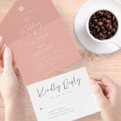 Elegant chic Modern Simple QR Code Weddenschap All In One Uitnodiging