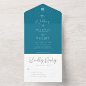 Elegant chic Modern Simple QR Code Weddenschap All In One Uitnodiging (Binnen)