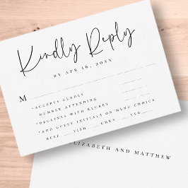 Elegant Chic Modern Simple Typography Wedding RSVP Kaartje