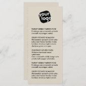 Elegant Chic Modern Taupe Custom Logo Restaurant Menu (Voorkant / Achterkant)