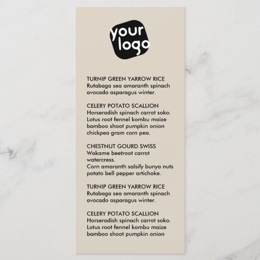 Elegant Chic Modern Taupe Custom Logo Restaurant Menu (Voorkant)