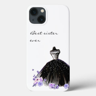 Elegant Chic Modern Waterverf Trendy Black Girly iPhone 13 Hoesje