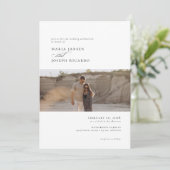 Elegant Chic Modern White Photo Wedding Kaart (Staand voorkant)