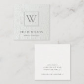 Elegant Chic Monogram Ivory White Leather Texture Vierkante Visitekaartje (Voorkant / Achterkant)