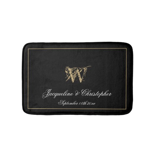 Elegant Chic Monogram Names Pas getrouwd Wedding Badmat (Voorkant)