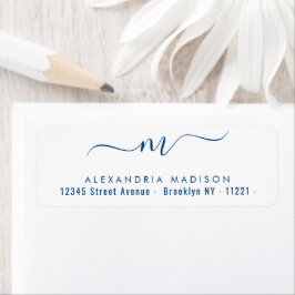 Elegant Chic Monogram Navy Blue Modern Typografie Etiket